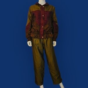 VTG COLIN 1980s Metallic Floral Swisher Windbreaker Jogger Suit